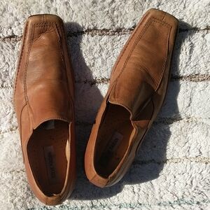 Steve Madden Men's Brown Leather Slip-On Loafers